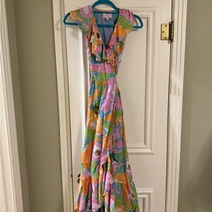 Banjanan Colorful Floral wrap Maxi Dress